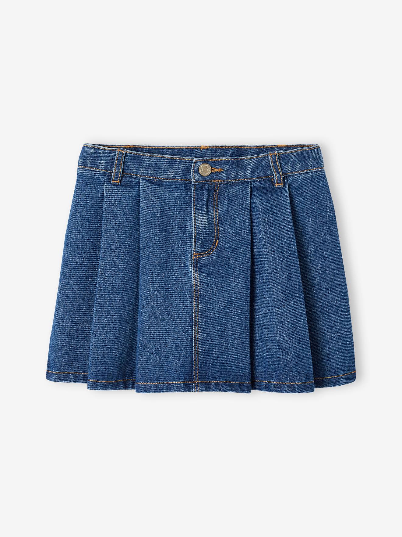 Vertbaudet Mädchen Faltenrock aus Denim - blue stone