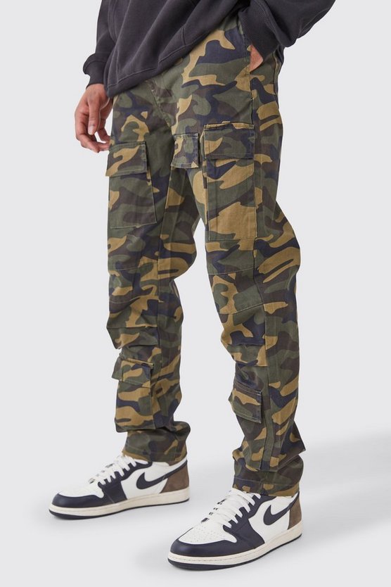 Tall Twill Camouflage Cargo-Hose mit geradem Bein