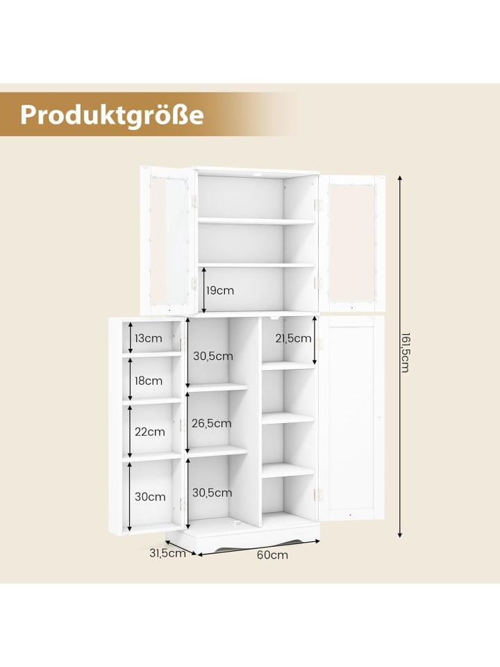 COSTWAY Küchenschrank 162cm in Weiß günstig kaufen onesize