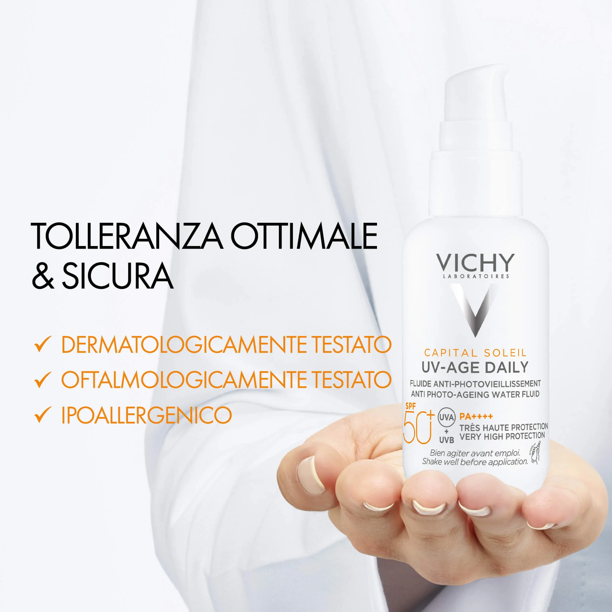 Capital Soleil UV-Age Fluido Anti-Fotoenvejecimiento Diario SPF50+ - Tratamientos protectores, protector solar facial de alta protección.