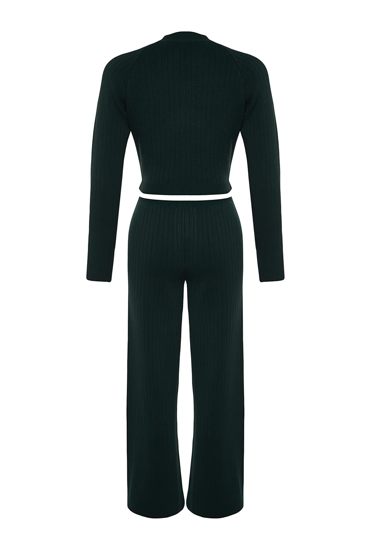 Trendyol Collection  Smaragdgrünes, kurzes Strickoberteil und -unterteil-Set TWOAW24AU00033