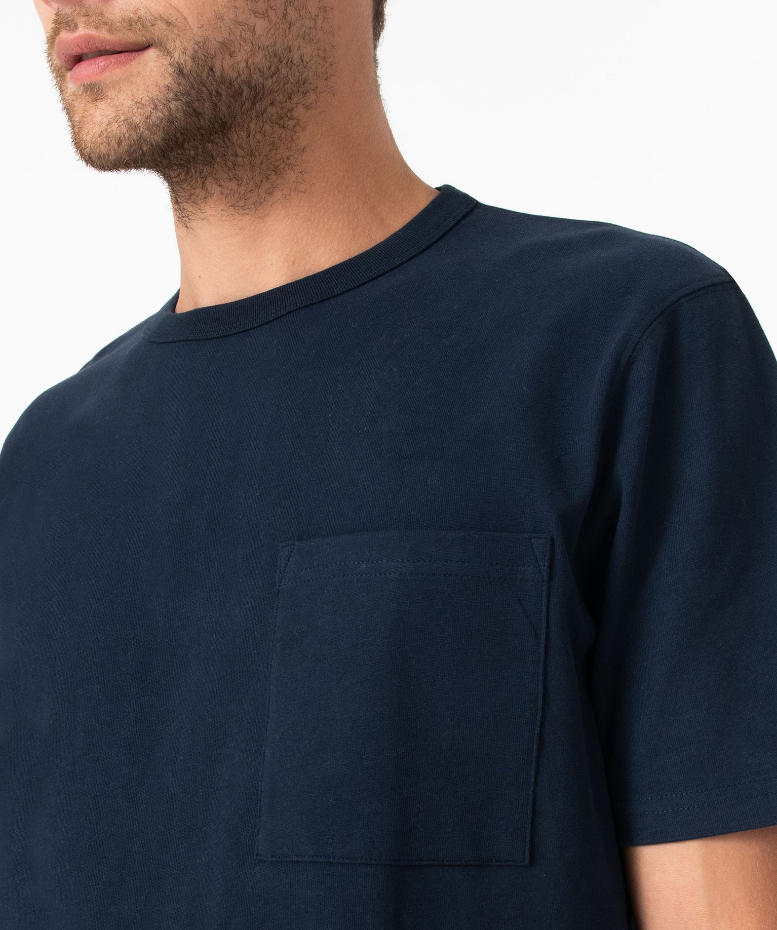 Tee-shirt à manches courtes avec poche poitrine homme bleu fonce | GEMO