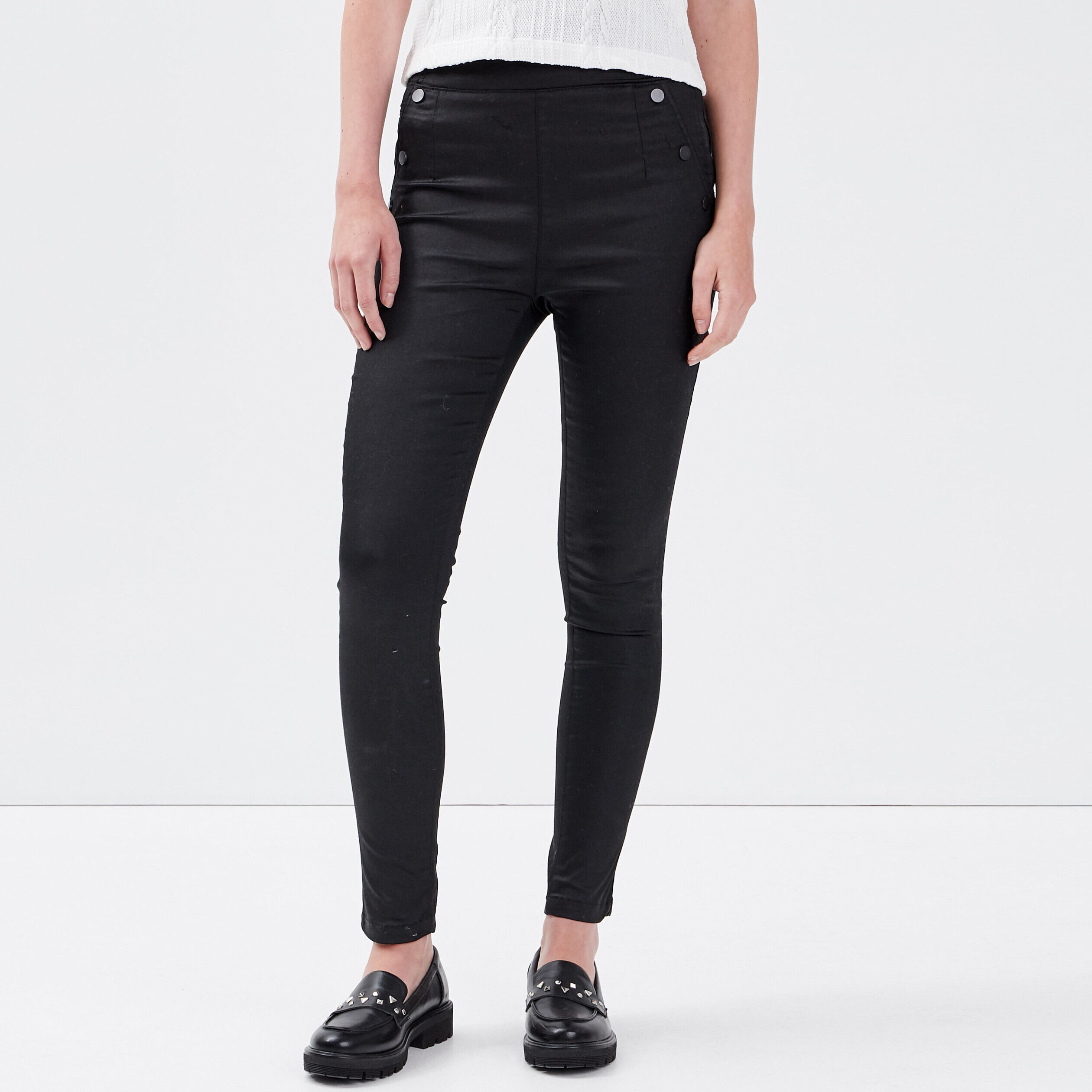 Jeans skinny enduit denim noir enduit femme | Cache Cache