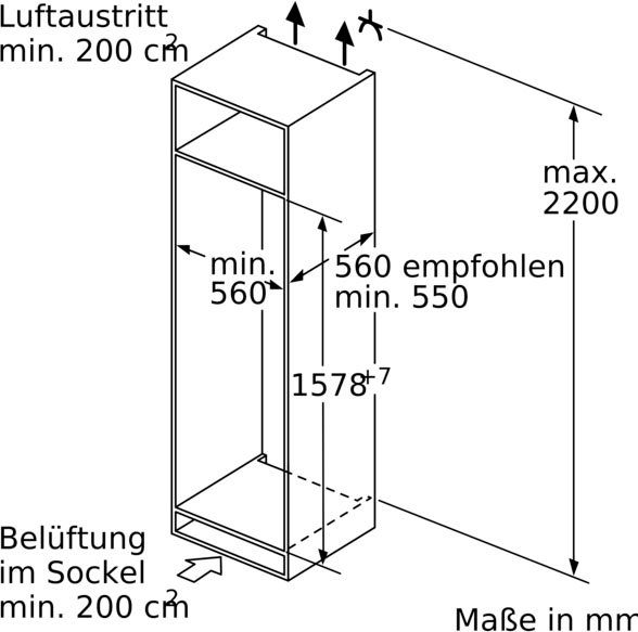 BOSCH Einbaukühlgefrierkombination 6 KIS77ADD0, 157,8 cm hoch, 55,8 cm breit
