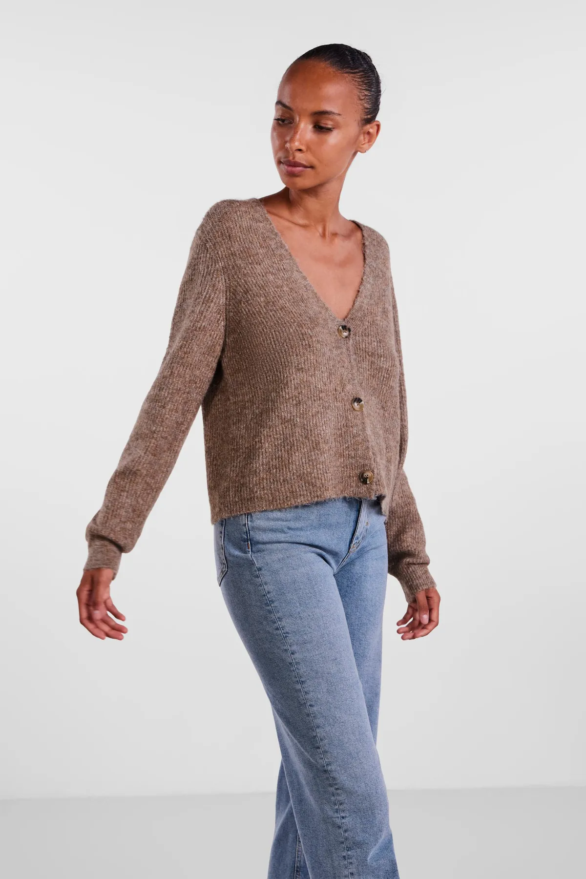 PIECES  Strickjacke - Braun - Regular Fit