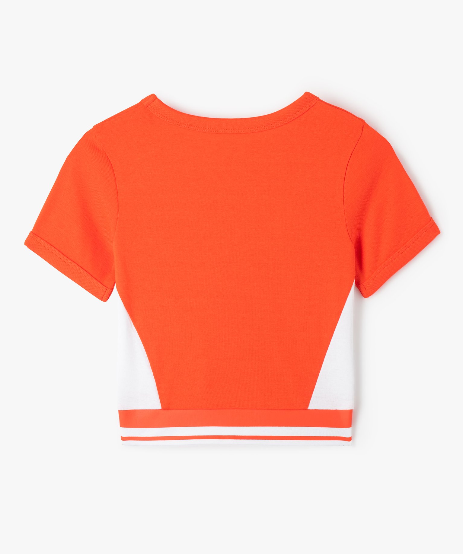 Tee-shirt fille bicolore court à manches courtes orange | GEMO