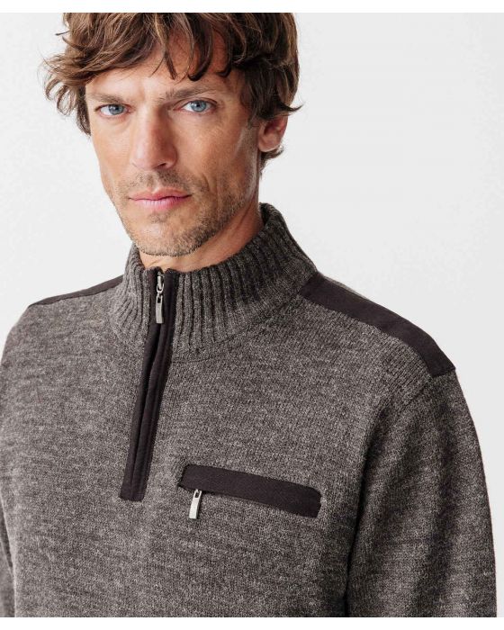 Pull bi-matière 30% laine