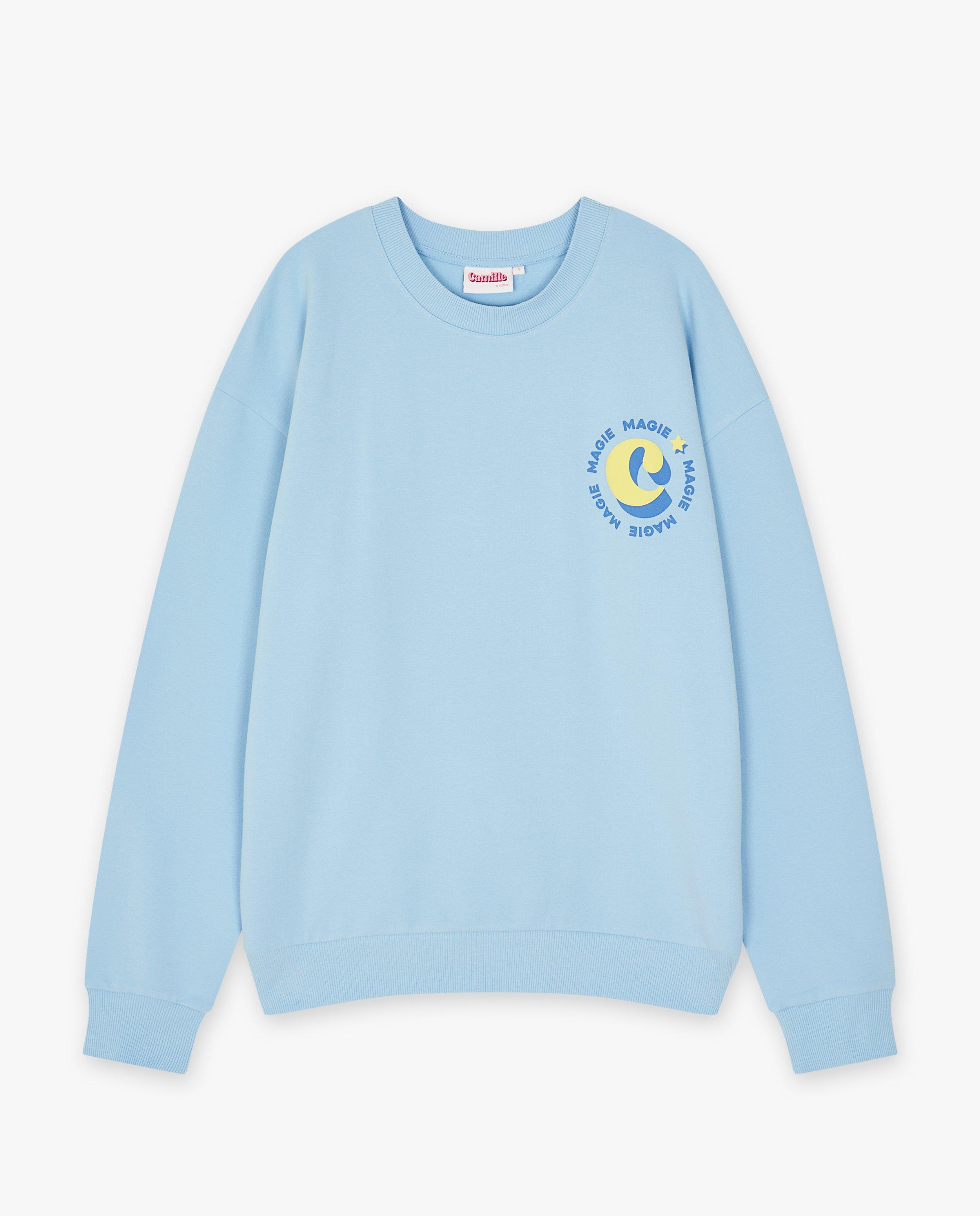 CAMILLE pulóver felirattal, XS-XL világoskék