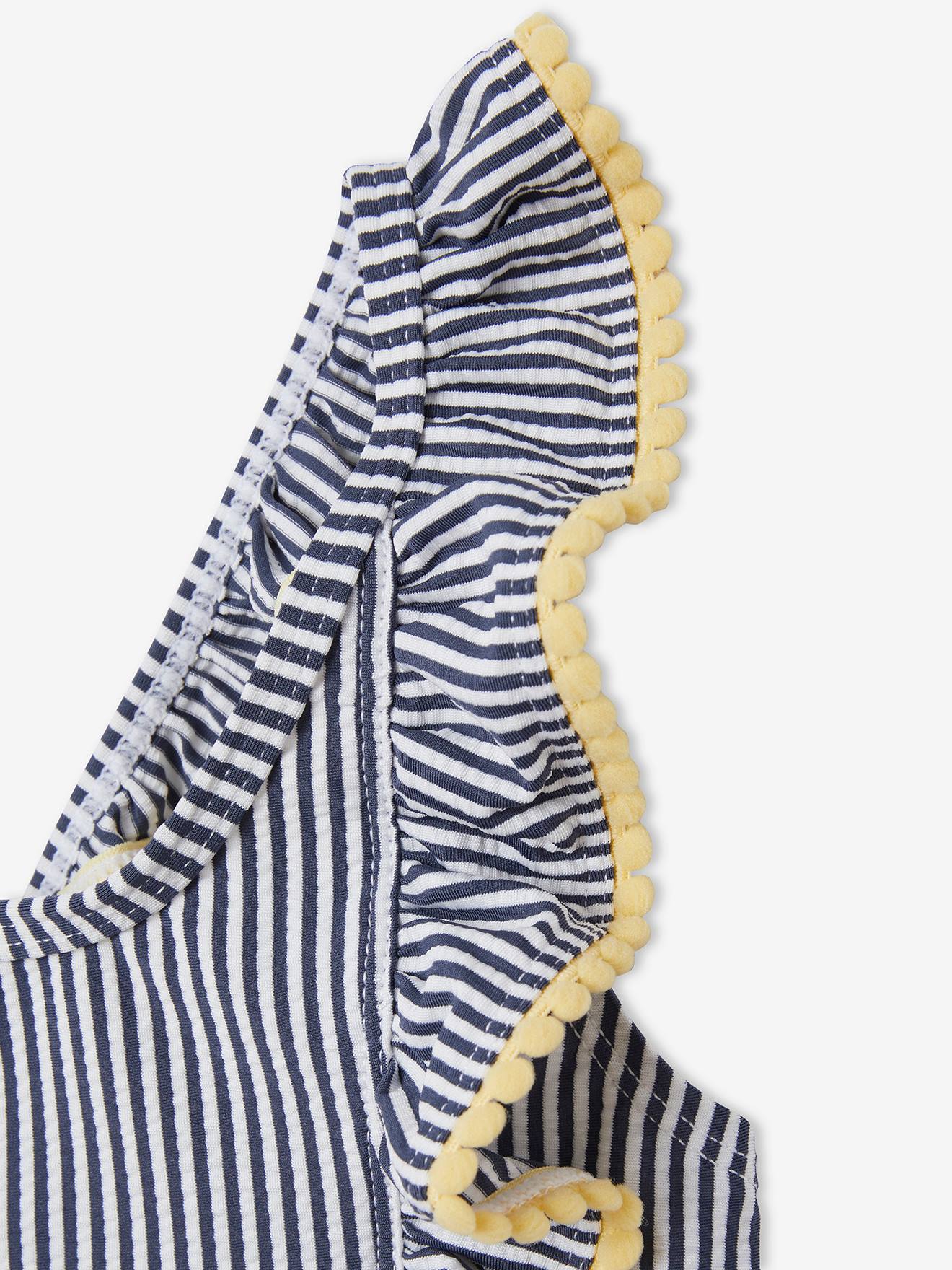 Maillot de bain 2 pièces rayé fille marine rayé