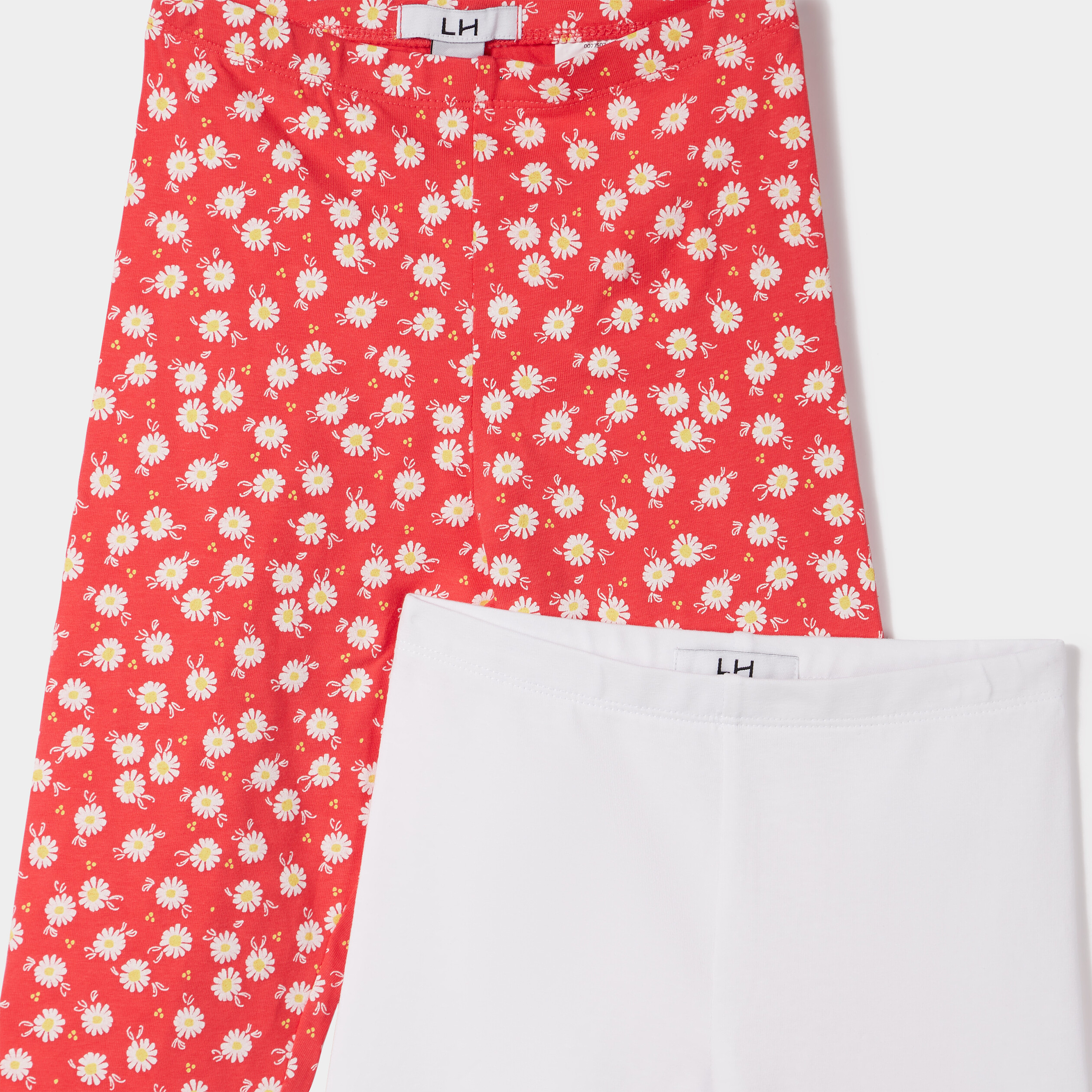 Lot 2 leggings élastiqués 7 8ème rouge corail fille | La Halle