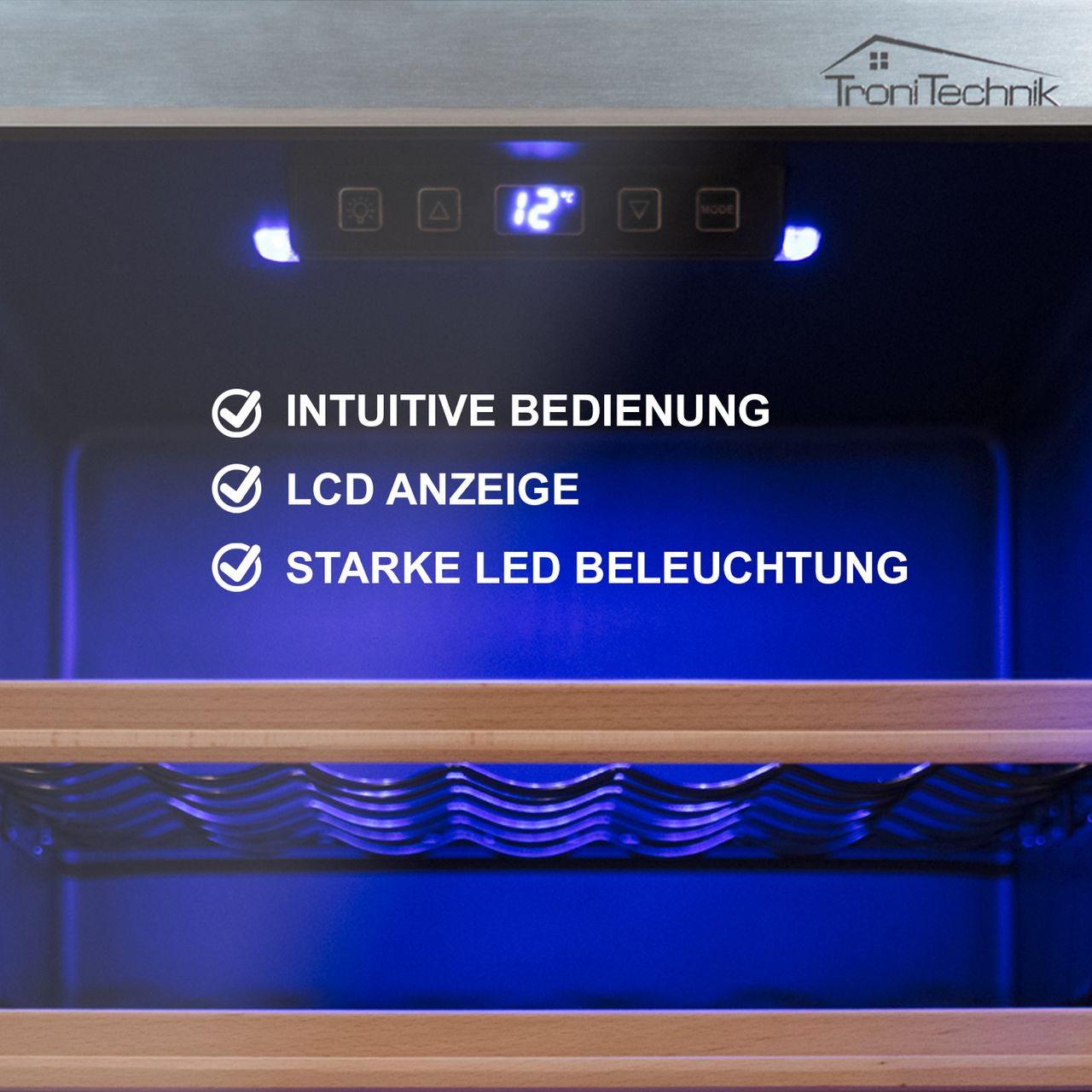 TroniTechnik Weinkühlschrank Weinkühler Trondhein 126 Liter / 63 Flaschen