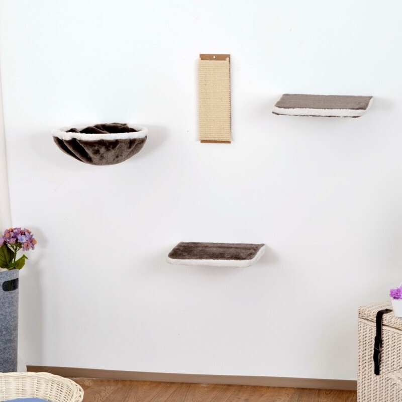 Silvio Design Kratzbäume Silvio Design Katzen-Kletterwand 4-teilig grau