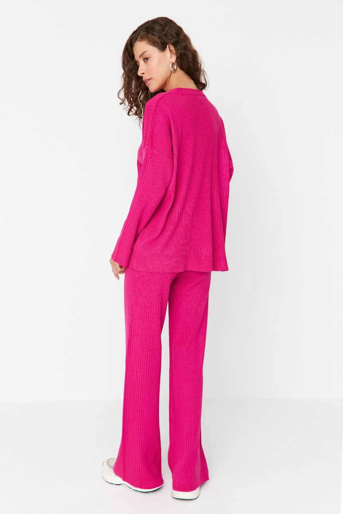 Trendyol Collection  Fuchsia Rundhals-Strickoberteil und -unterteil-Set TWOSS20AU0084