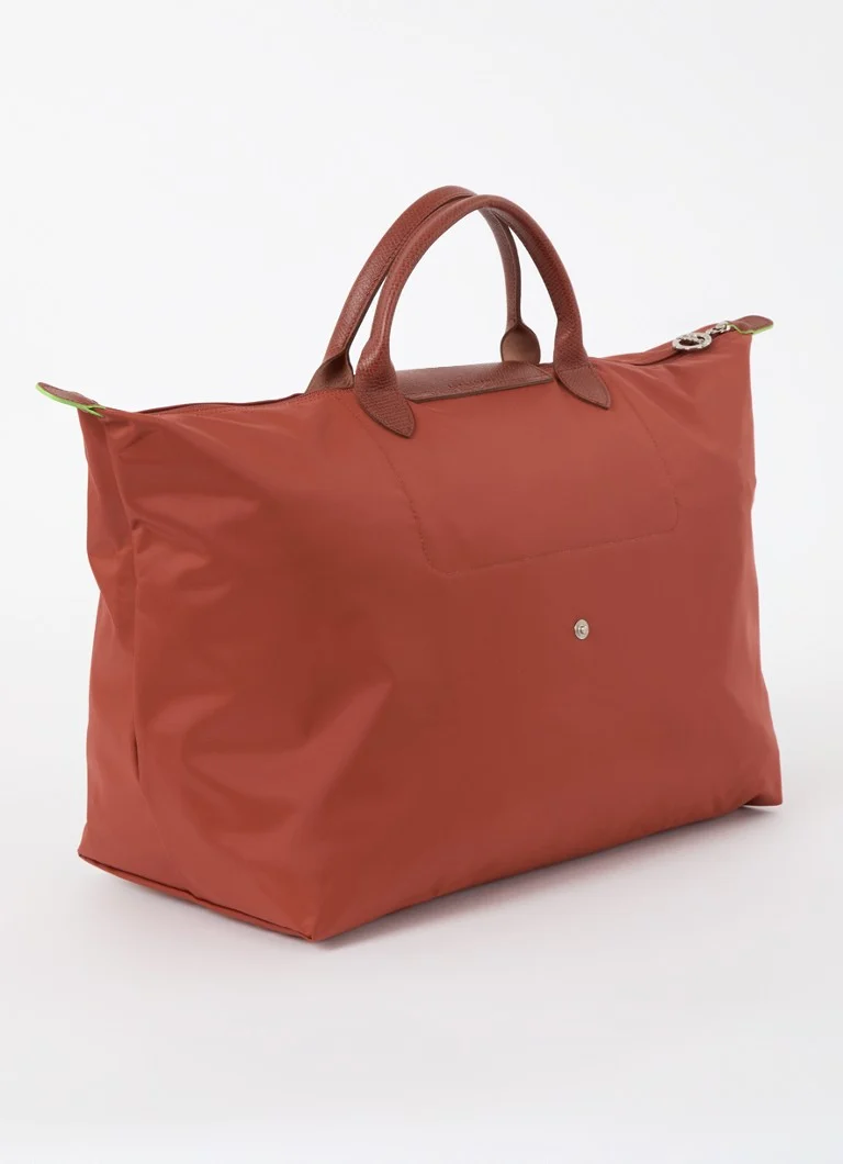Bolsa de fim de semana Longchamp Le Pliage Green S com detalhes em couro.