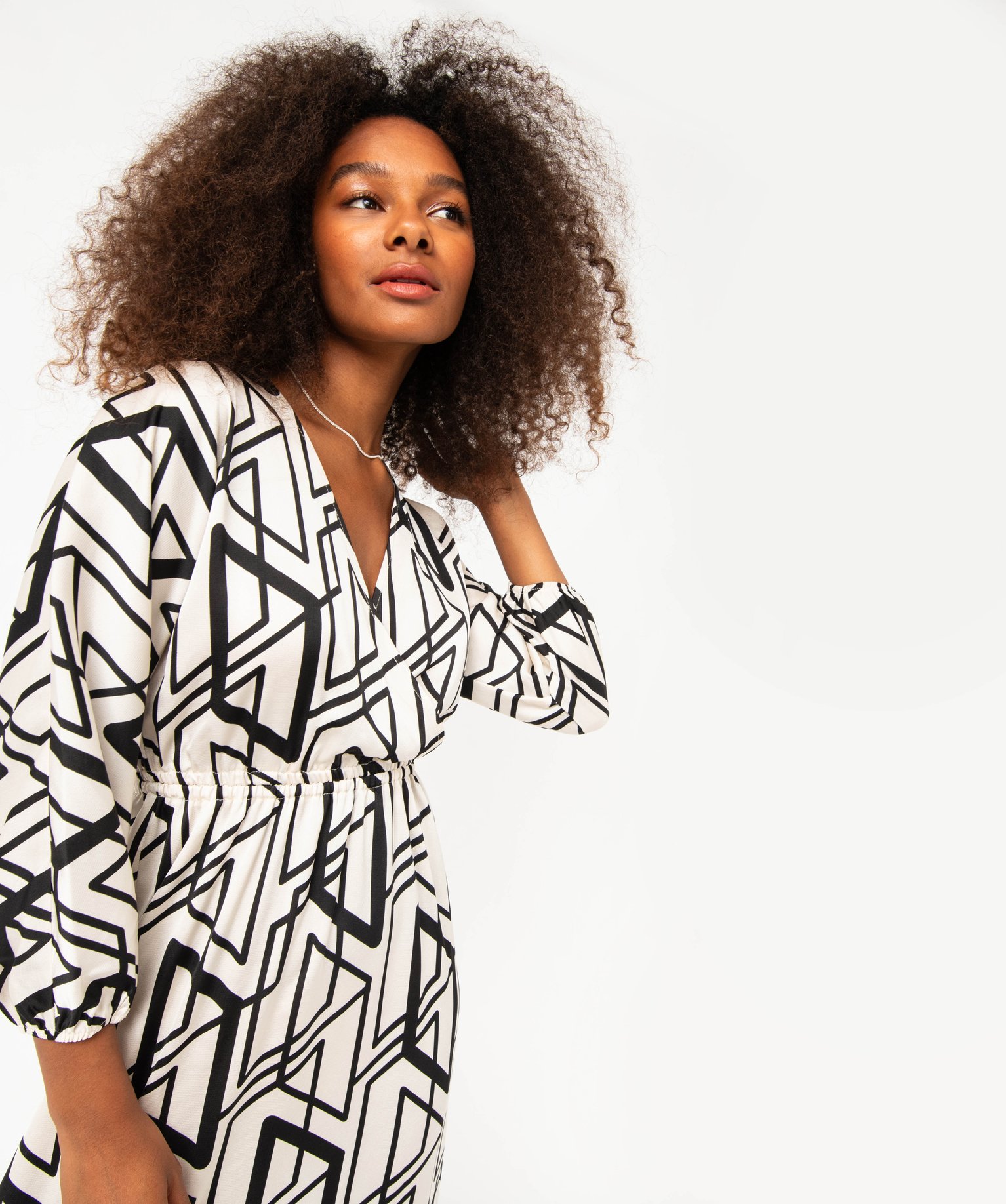 Robe imprimée avec manches 3/4 femme imprime | GEMO