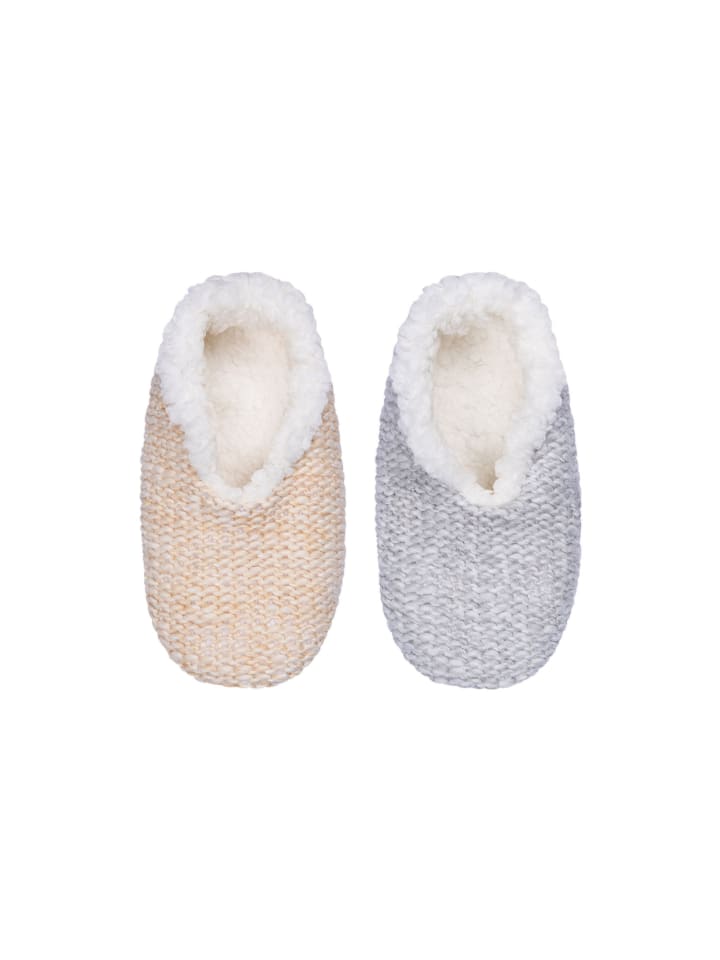 camano Slipper 2er Pack warm & cozy in light grey beige günstig kaufen