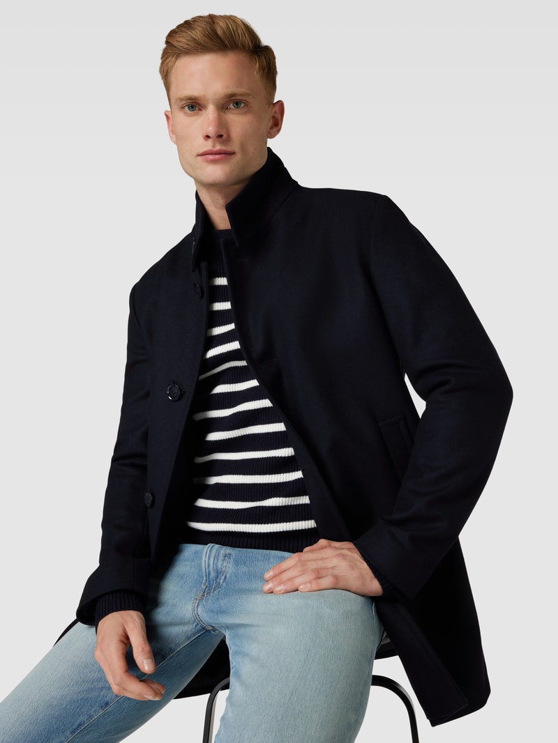 Mantel mit Stehkragen Modell 'Finchley' in marineblau