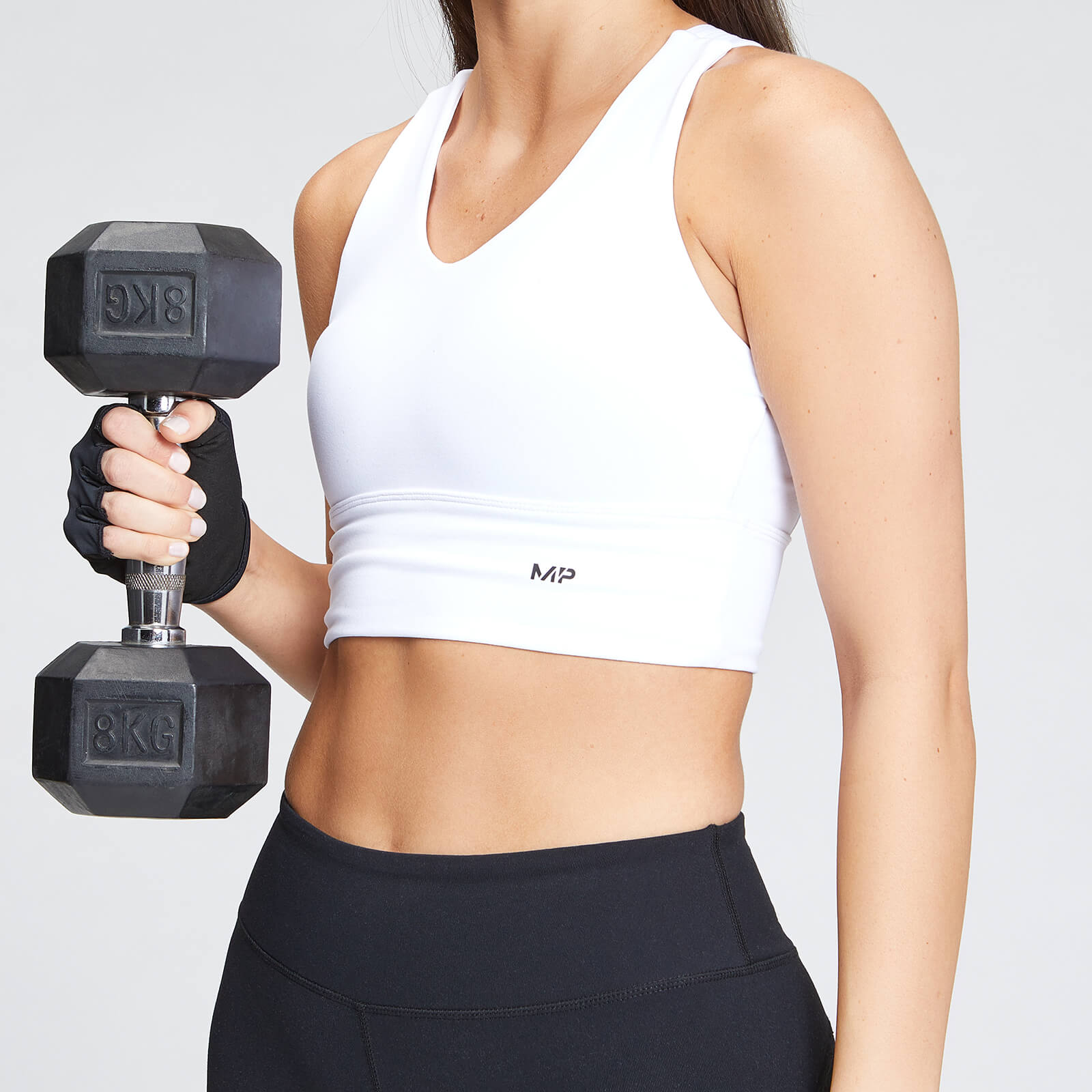 Brassière de sport longue MP Power pour femmes – Blanc