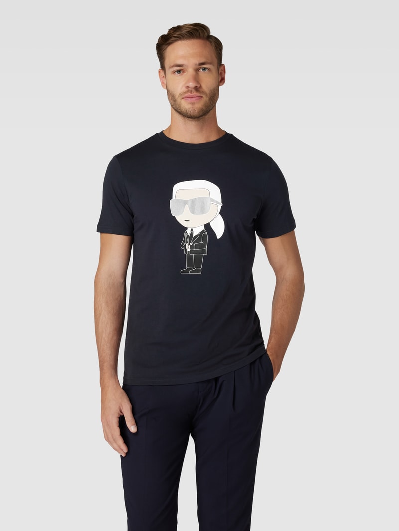 T-Shirt mit Motiv-Print in marineblau