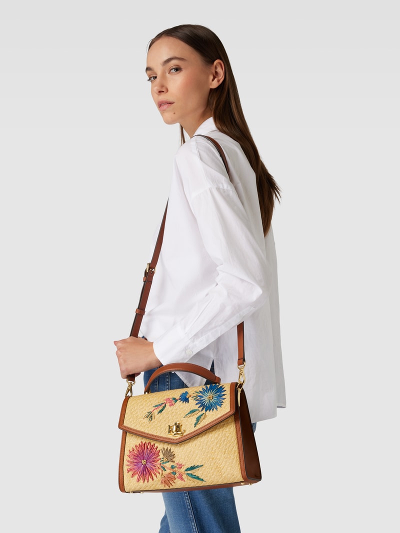 Shoulder Bag mit floralem Motiv Modell 'SOPHEE' in sand
