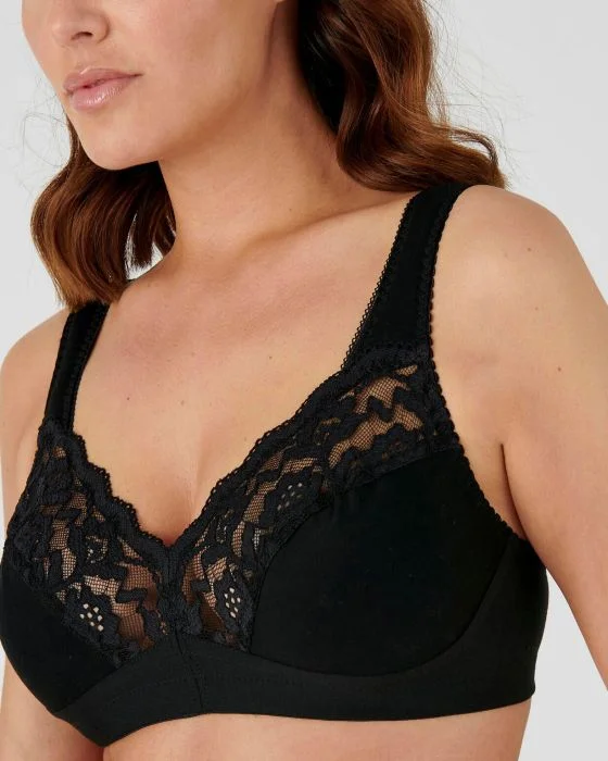 Soutien-gorge grand maintien, coton et dentelle