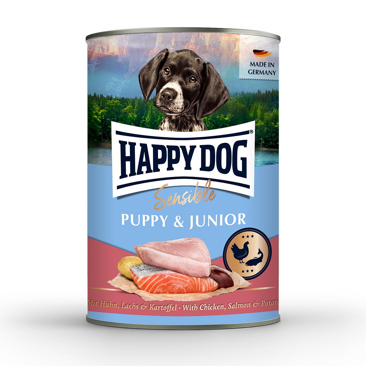 Happy Dog Sensible Puppy Huhn, Lachs & Kartoffel Dose