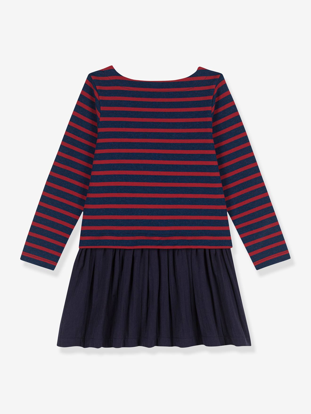 Robe rayée en coton épais et gaze de coton PETIT BATEAU bleu