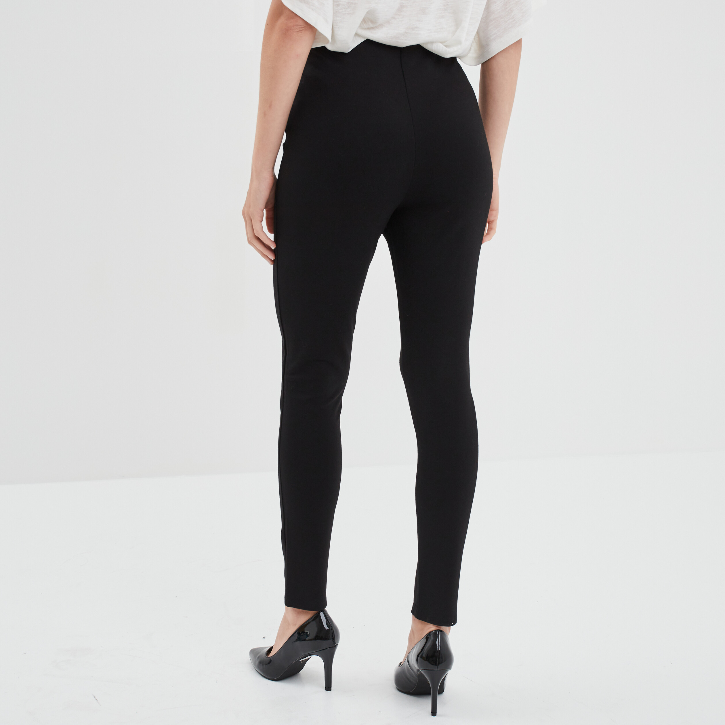 Pantalon tregging slim à ponts noir femme | La Halle