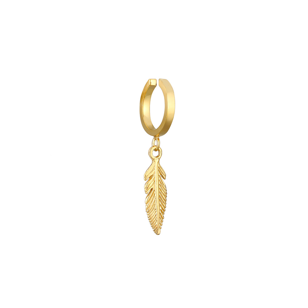 Elli Elli Boucles d'Oreilles Plume Nature Créole Boucles d'Oreilles Femme - (925/1000) Boucles d'oreilles
