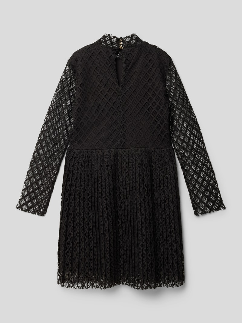 Knielanges Kleid mit Häkelspitze in schwarz