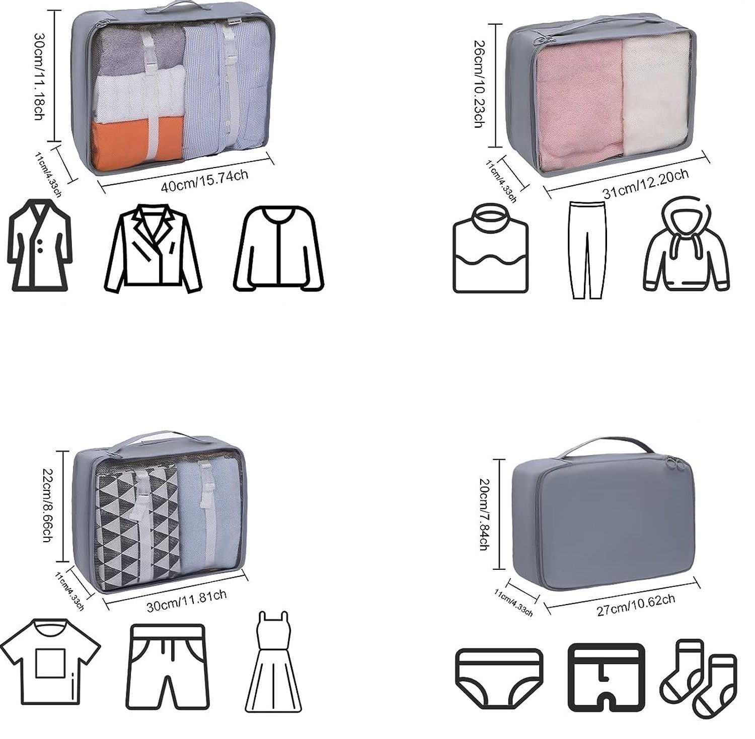 Bedee Kofferorganizer Packing Cubes Kleidertaschen Koffer Organizer Packwürfel Set (Verpackungswürfel Set, 9-tlg., Kofferorganizer Reise Würfel, Ordnungssystem für Koffer, Packwürfel), Packtaschen Set für Urlaub und Reisen