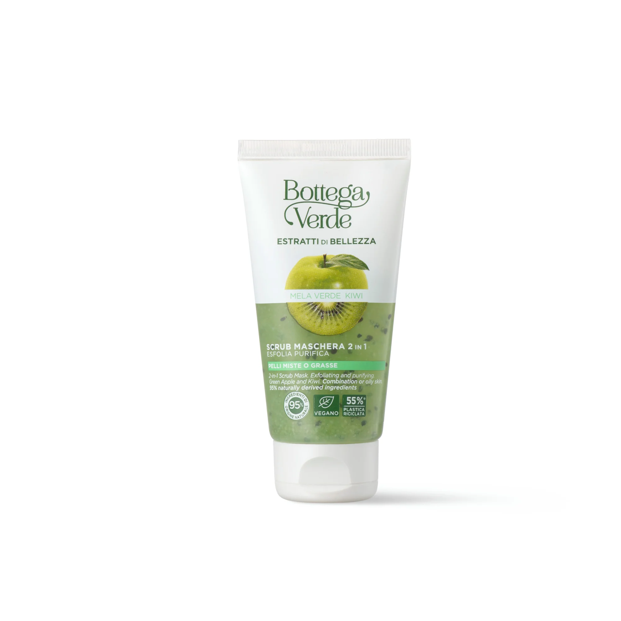 Beauty Extracts Scrub - Máscara 2 em 1 - Maçã Verde e Kiwi - Esfoliante Facial, Máscara Facial Iluminadora