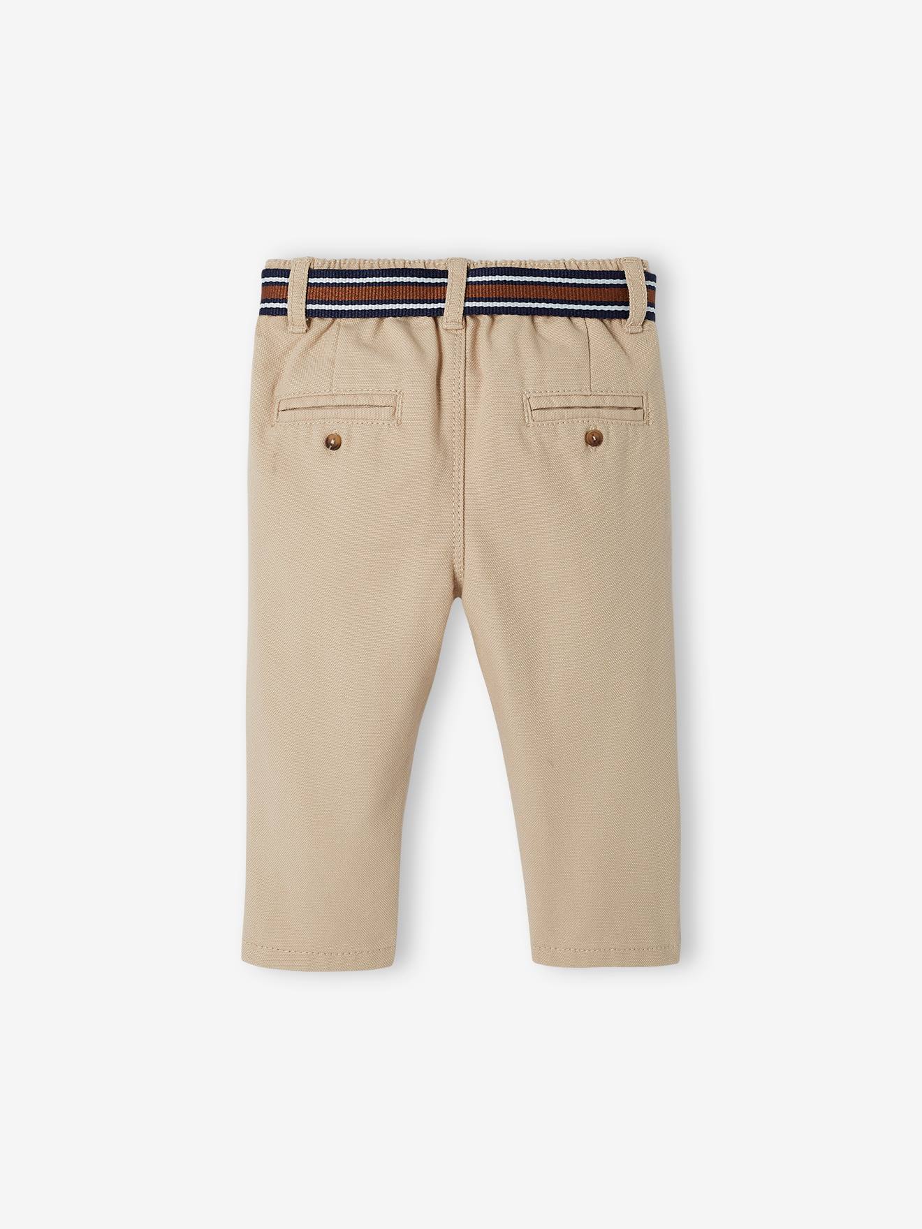 Pantalon de cérémonie bébé avec ceinture beige