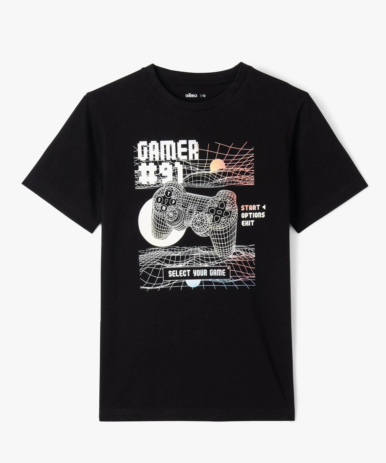 Tee-shirt à manches courtes imprimé Garçon noir | GEMO