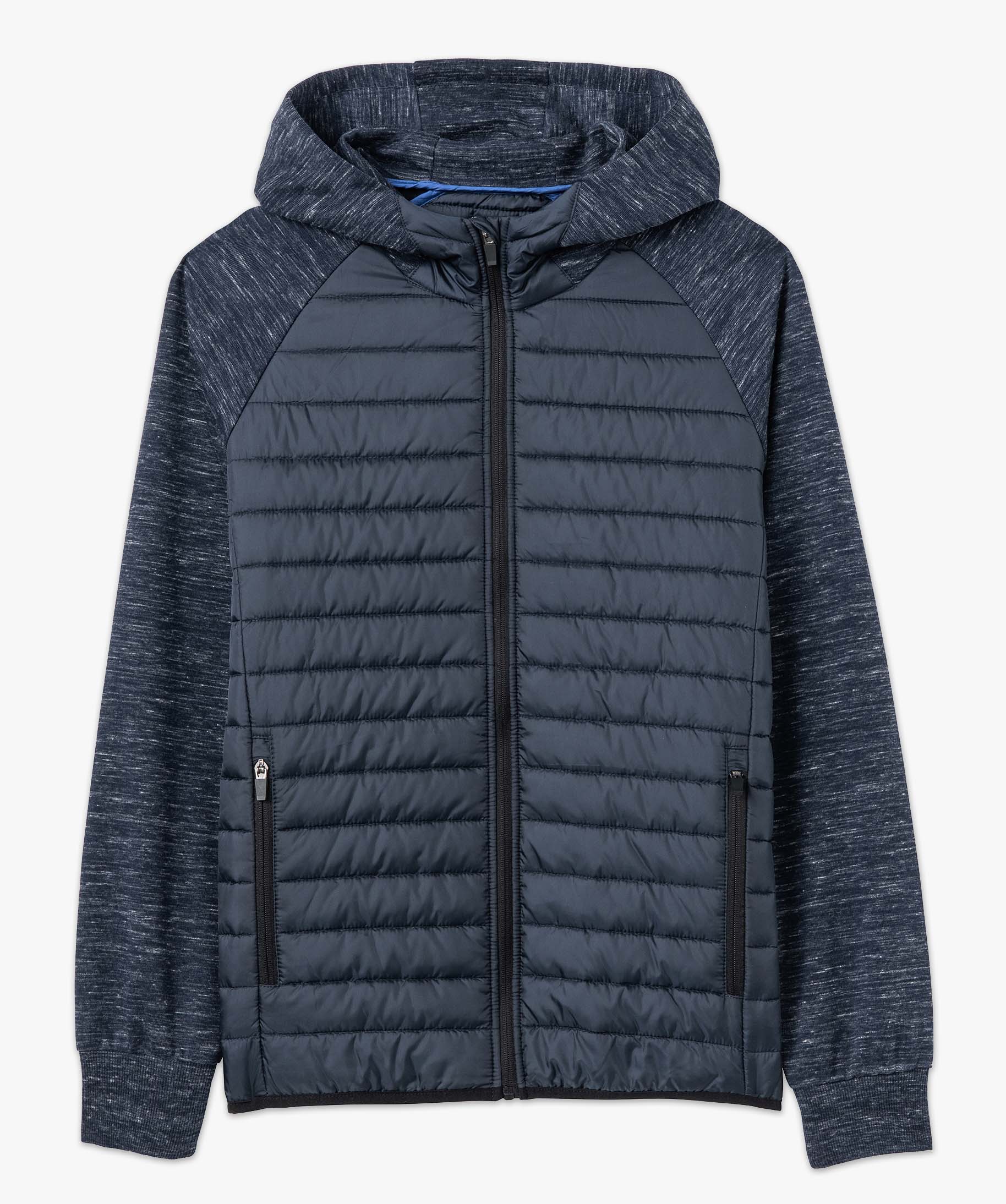 Sweat homme à capuche bi-matières bleu | GEMO
