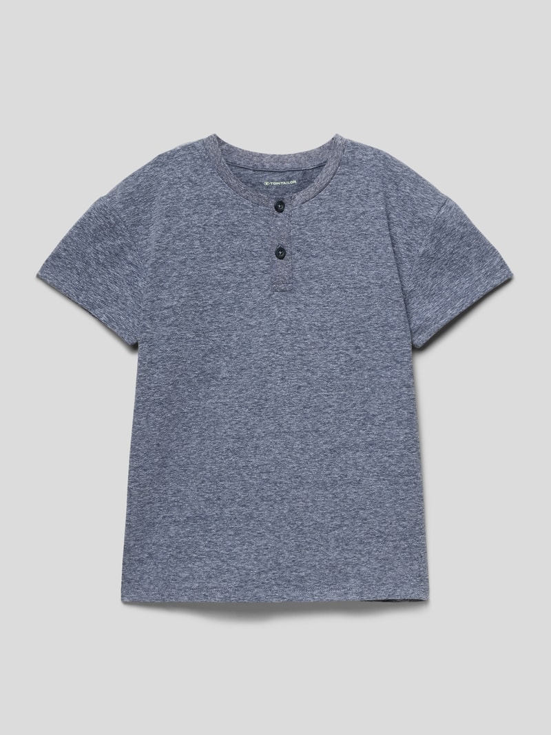 T-Shirt in melierter Optik in marineblau