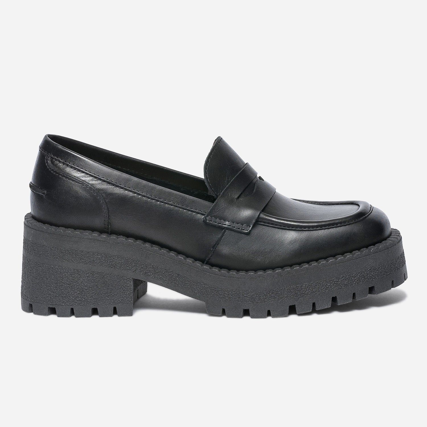 Mocassin TEXTO noir éco-conçu cuir à maxi semelle