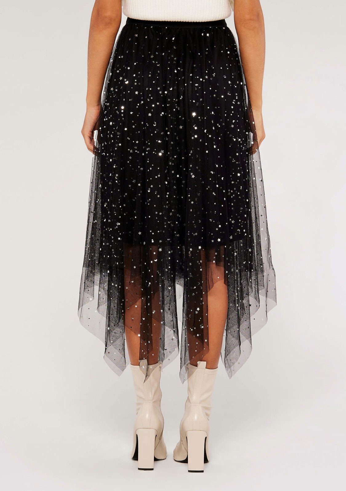 Apricot Tüllrock Metallic Stars Tulle Hanky Skirt (1-tlg) mit asymmetrischem Saum
