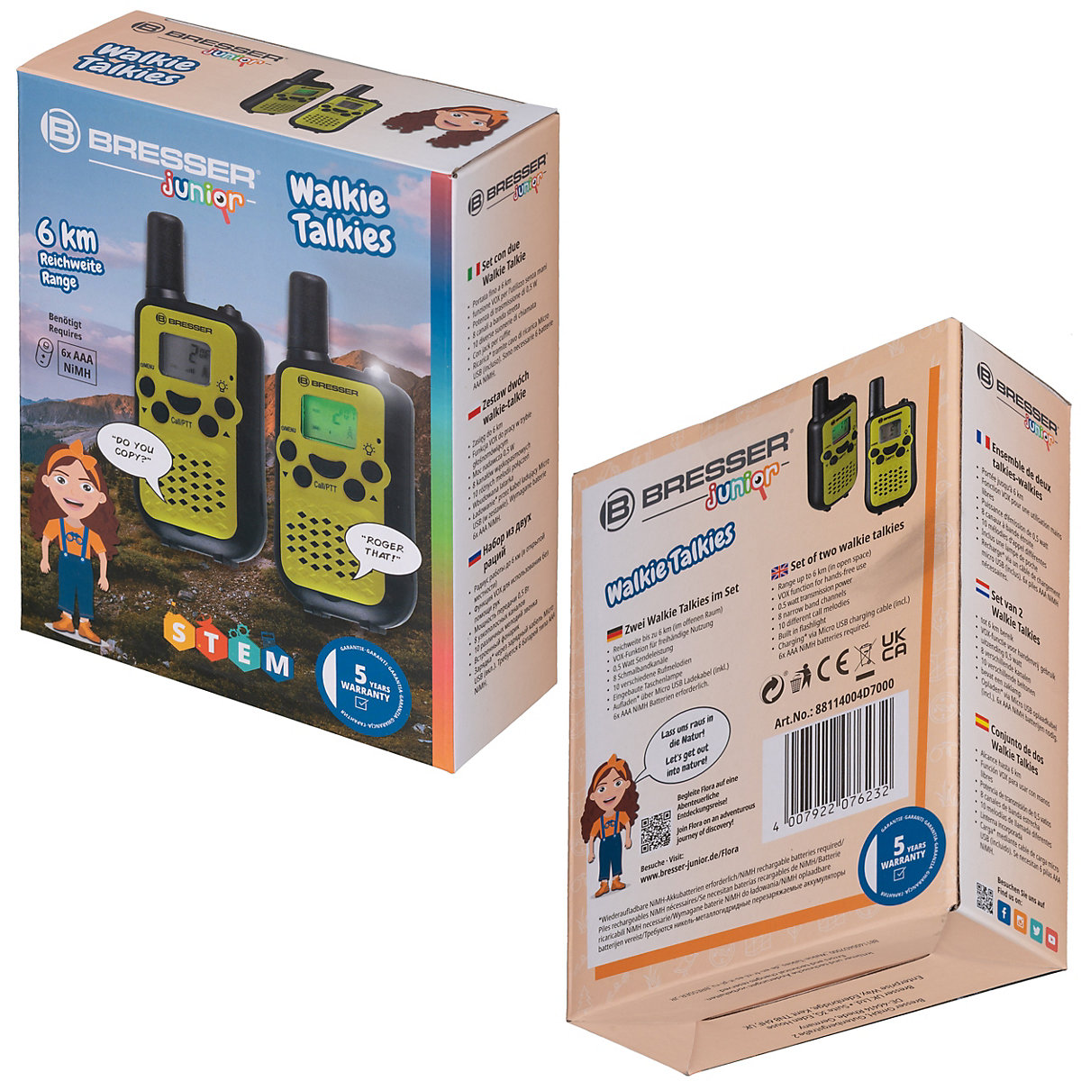 Walkie Talkie 2er-Set mit Reichweite bis zu 6 km und Frei-Hand-Funktion
