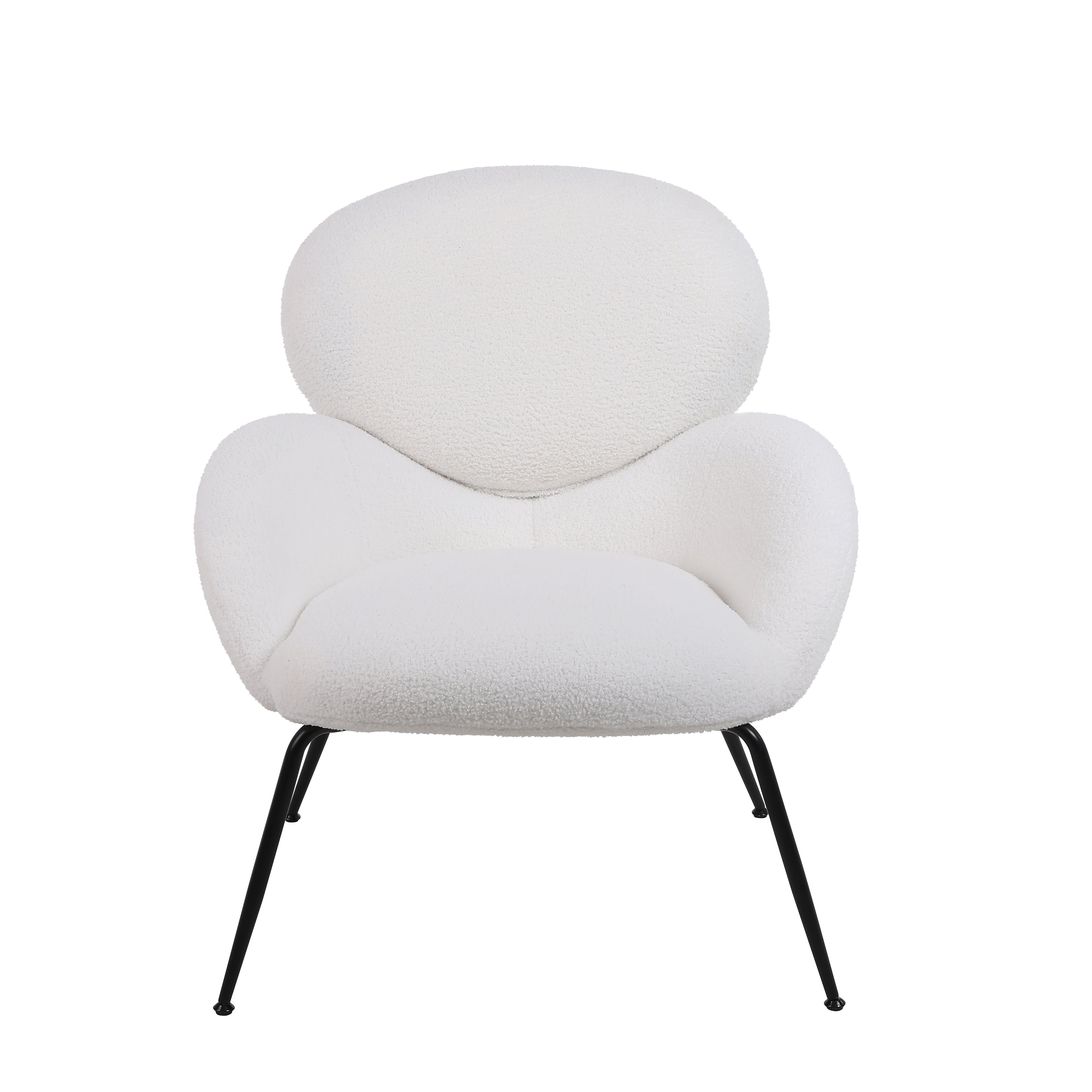 OKWISH Relaxsessel Loungesessel Fernsehsessel Polstersessel Polsterstuhl (geeignet für Wohnzimmer und Schlafzimmer Schminkstühle, weich gepolsterte Stoff Charakteristik Armlehne moderner Freizeitstuhl), Teddy Samt Metallbein Ankleide Stuhl