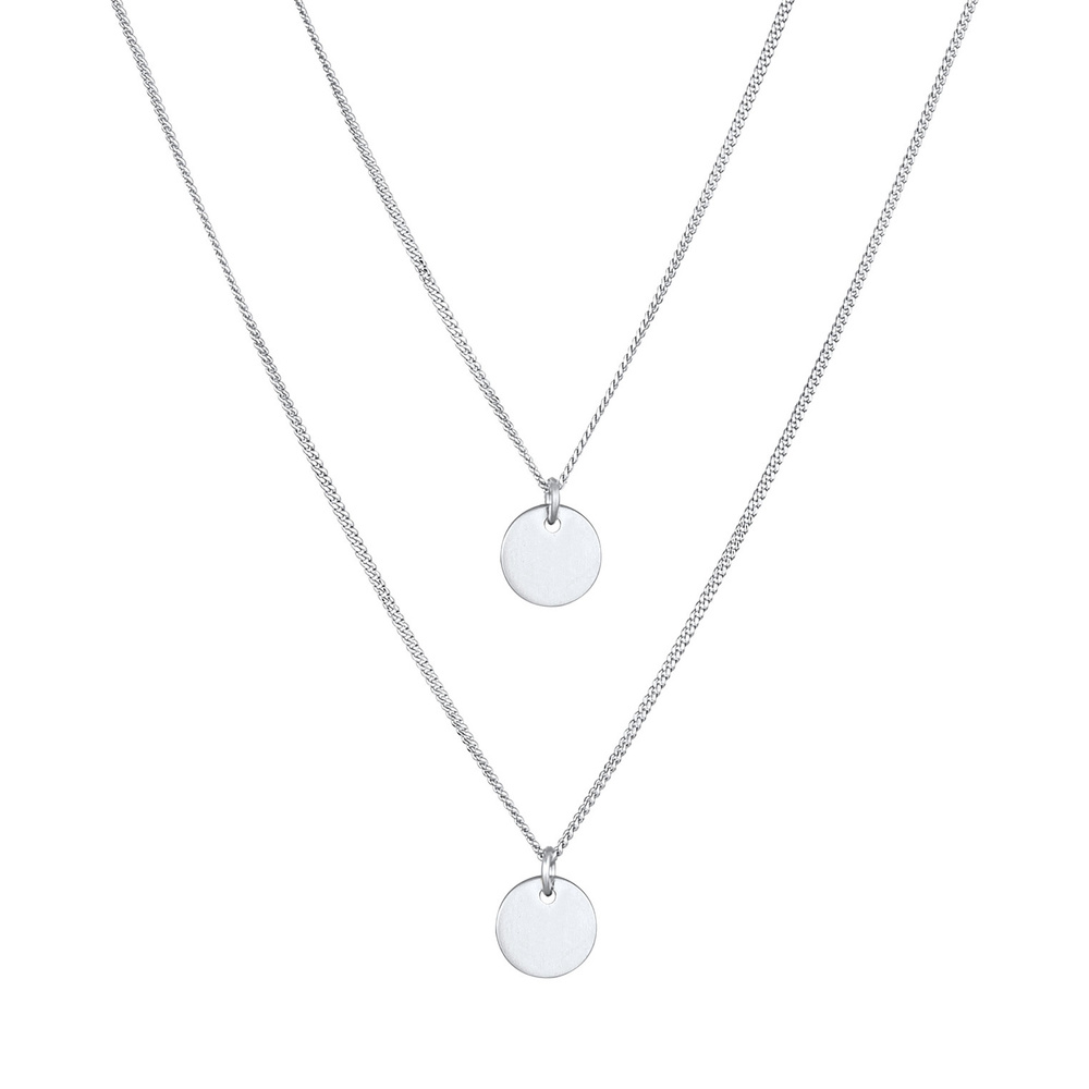 Elli Elli Collier Femmes Couches Plaquettes Pendentif Martelé en argent sterling 925 collier