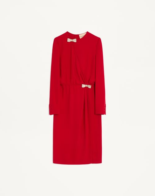Vestido midi bordado em cady de alta costura