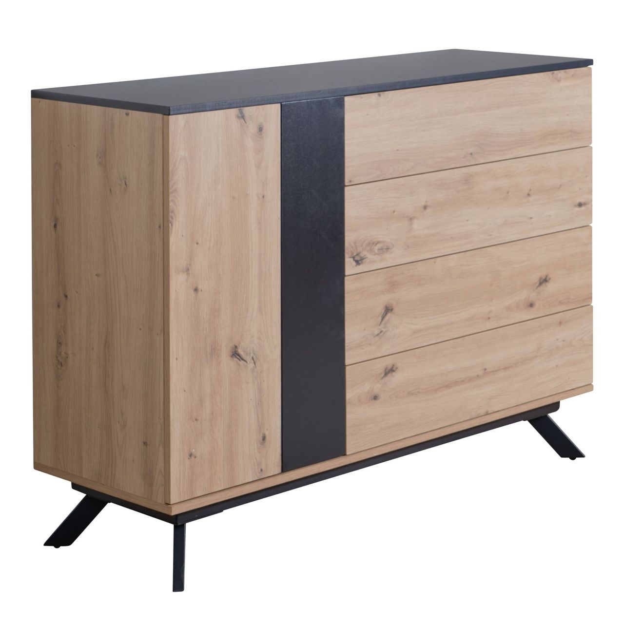 Skyport WOHNLING Sideboard 110x87x40 cm MDF Eiche Dekor Kommode Anrichte Standschrank