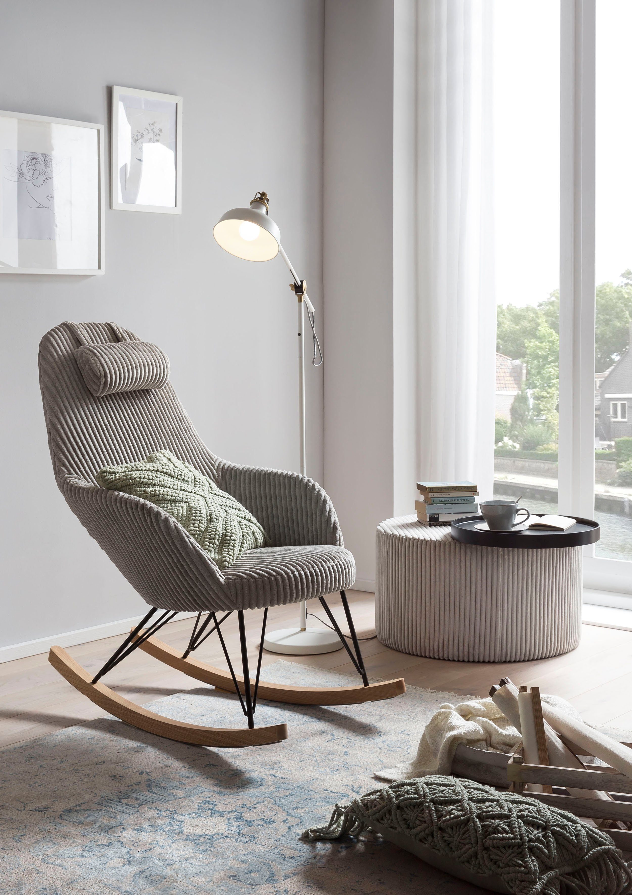 SalesFever Schaukelstuhl, Bezug in moderner Cord-Optik