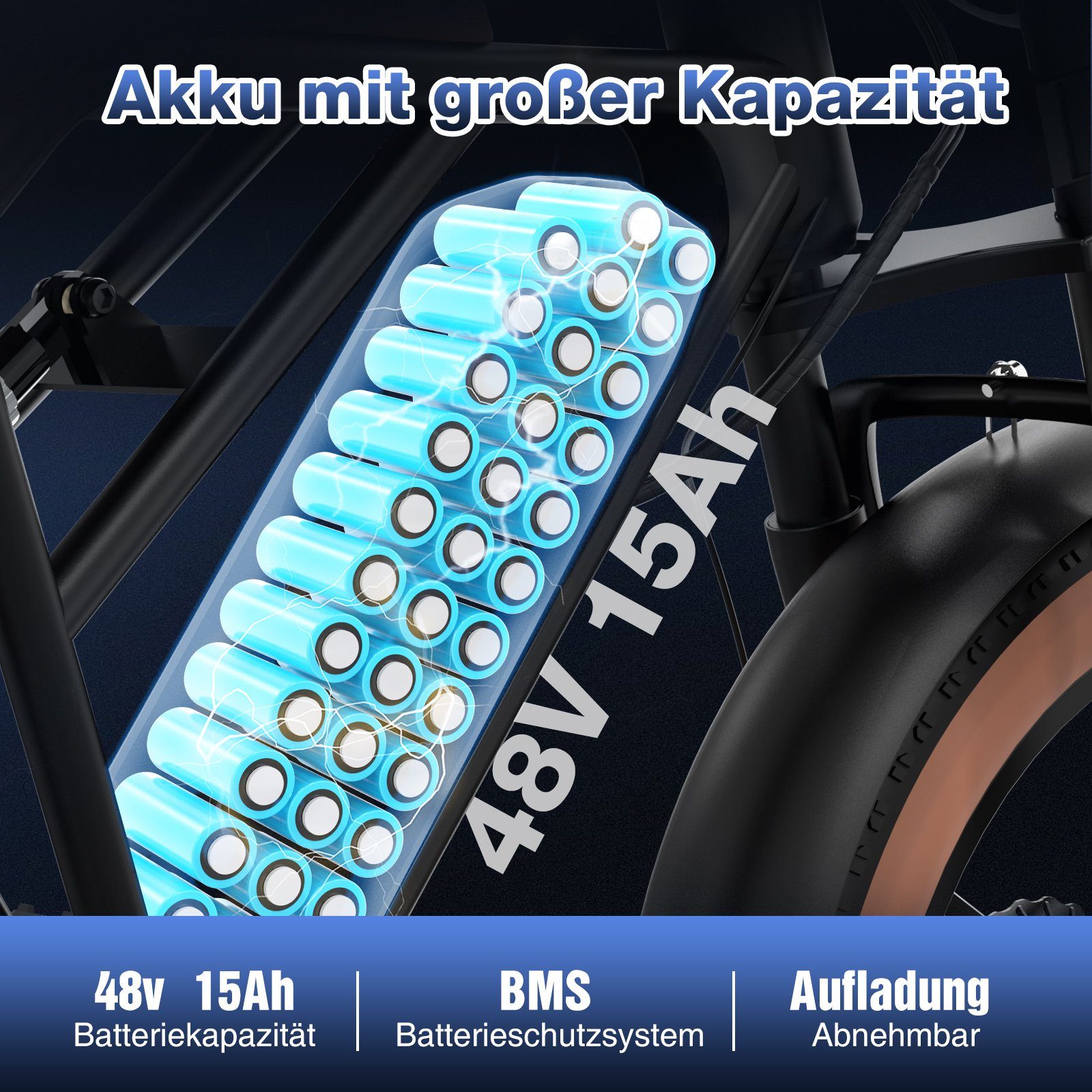 COLORWAY E-Bike 20 Zoll 4.0 Fat Reifen, 250W Motor 48V 15Ah MTB E-Motorrad Shimano, 7 Gang, Heckmotor