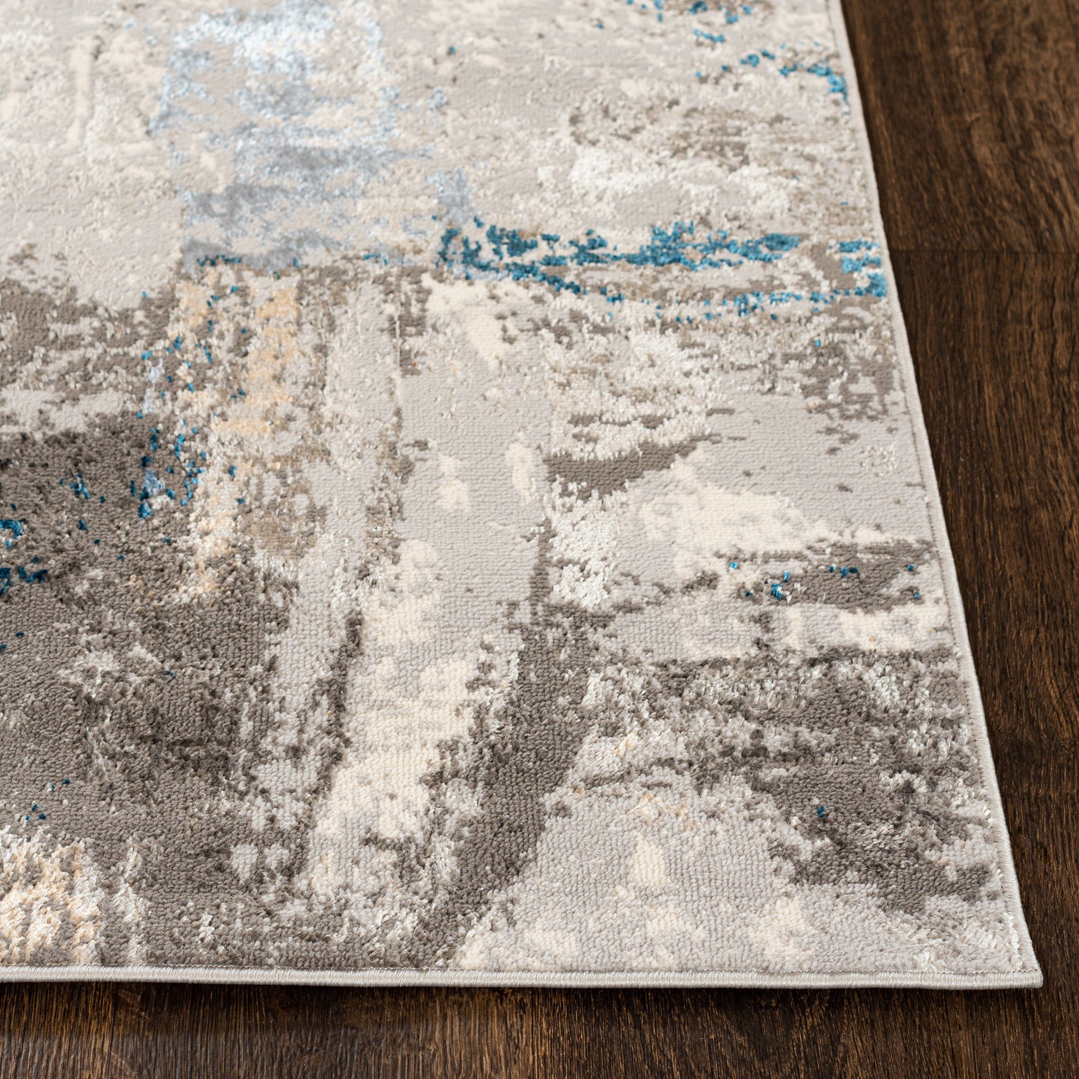 Läufer Läufer Flurläufer Modern für Vorzimmer - Abstrakt - Beige Grau Blau, Mazovia, 60 x 100 cm, Kurzflor, Meterware, Höhe 8 mm, Kurzflor - niedrige Florhöhe