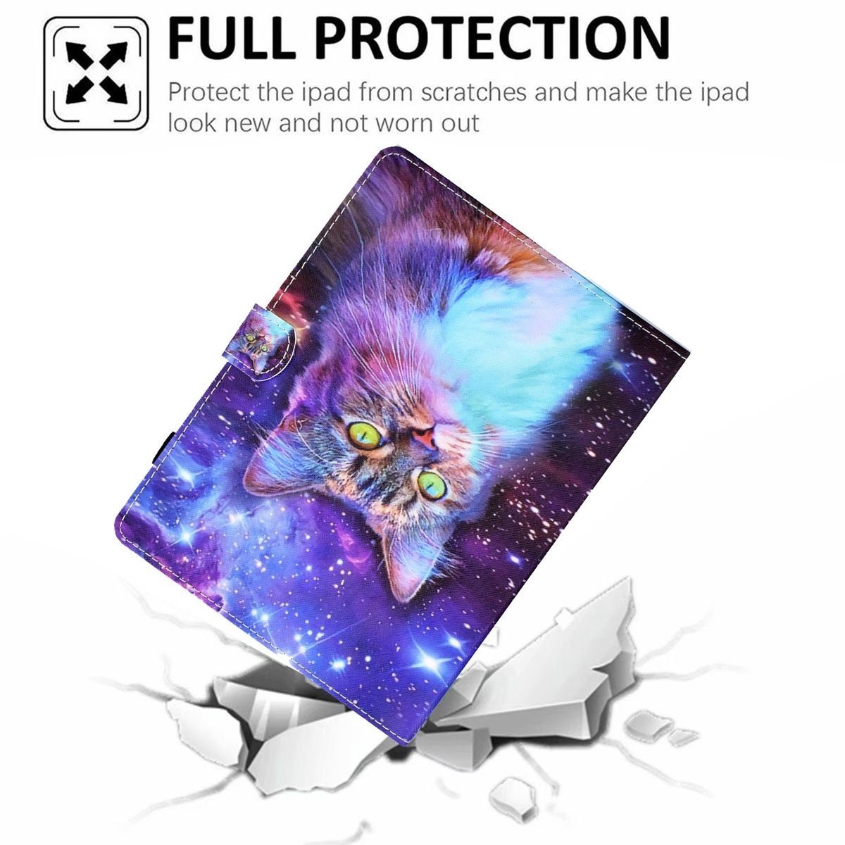 Wigento Tablet-Hülle Kunstleder Tablet Cover Tasche Katze für Lenovo Tab M10 Plus 3. Gen Schwarz Hülle Case Etui