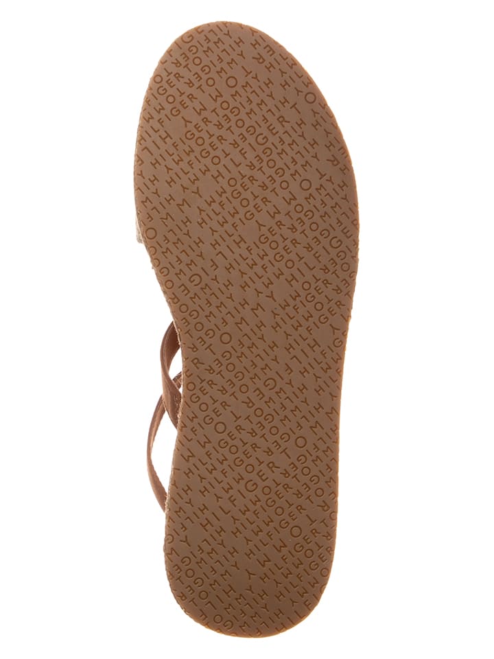 Tommy Hilfiger Shoes Leder-Keilsandaletten in Hellbraun günstig kaufen 39
