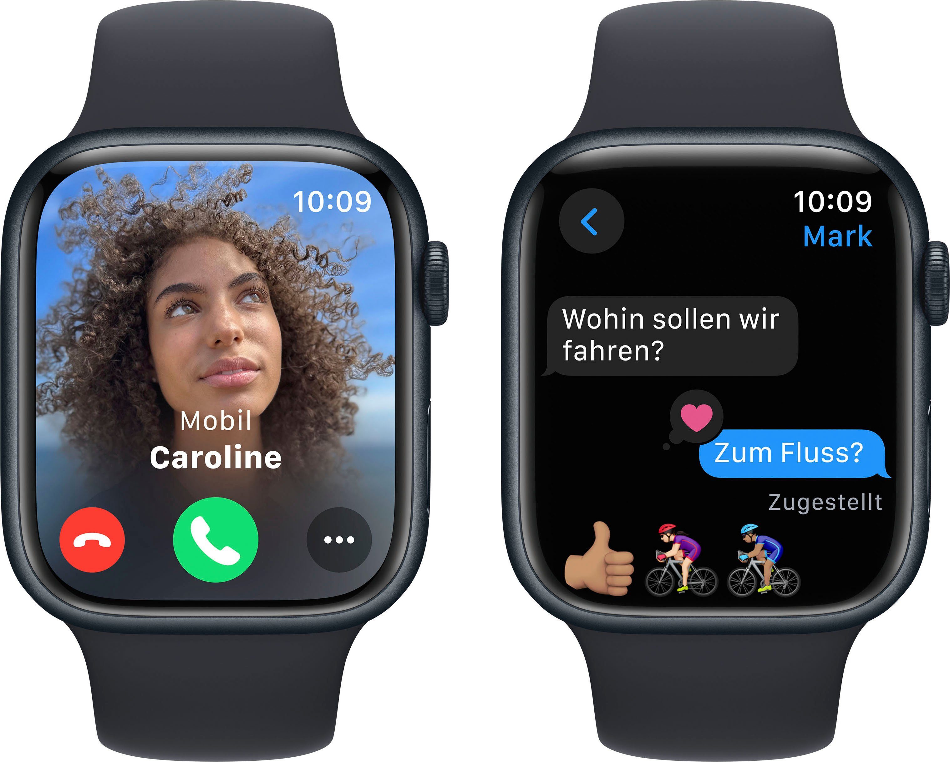 Apple Watch Series 9 GPS Aluminium 45mm M/L Smartwatch (4,5 cm/1,77 Zoll, Watch OS 10), Sport Band