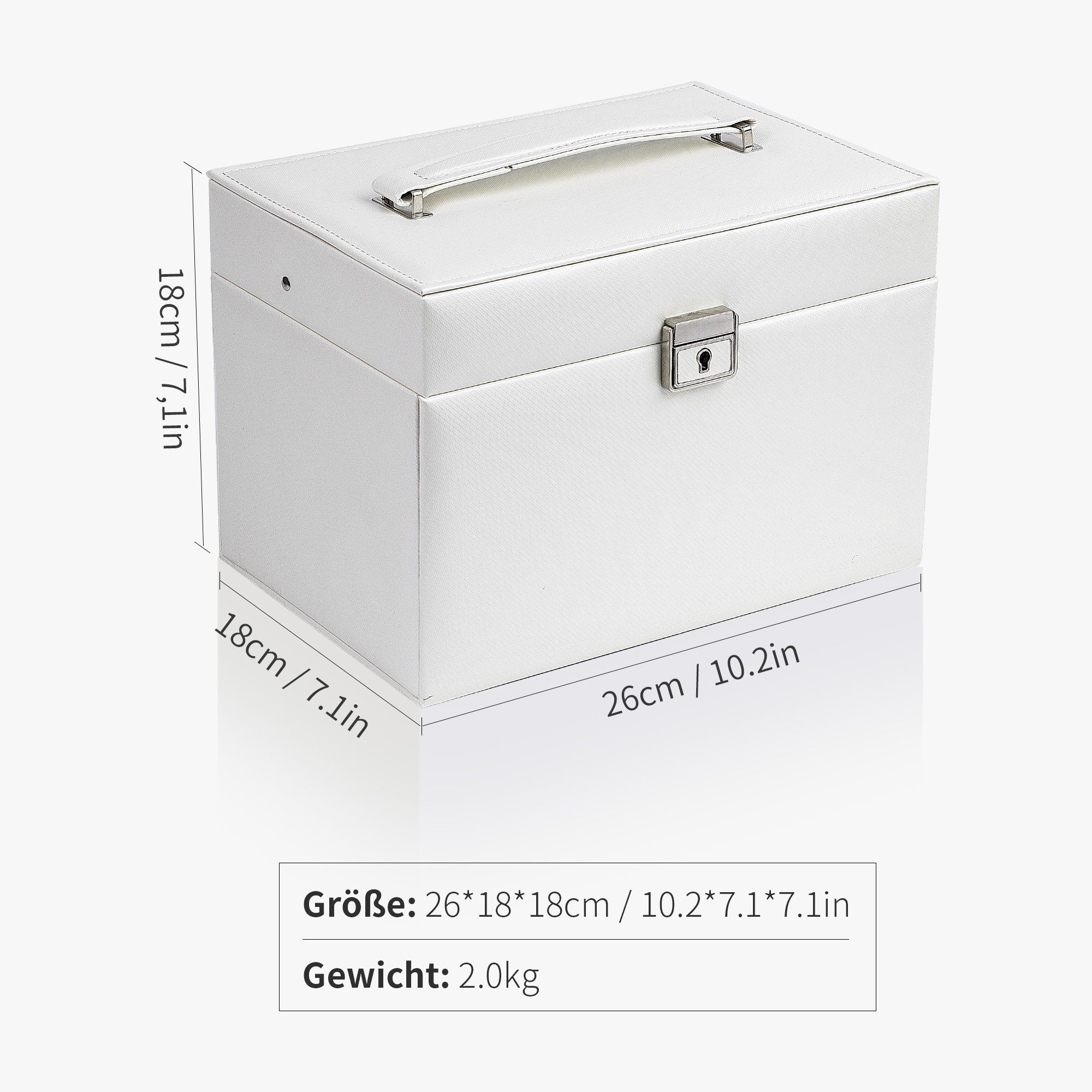 AdelDream Schmuckkasten YY-J08, Schmuckkoffer, abschließbar, 4 Ebenen mit 3 Schubladen